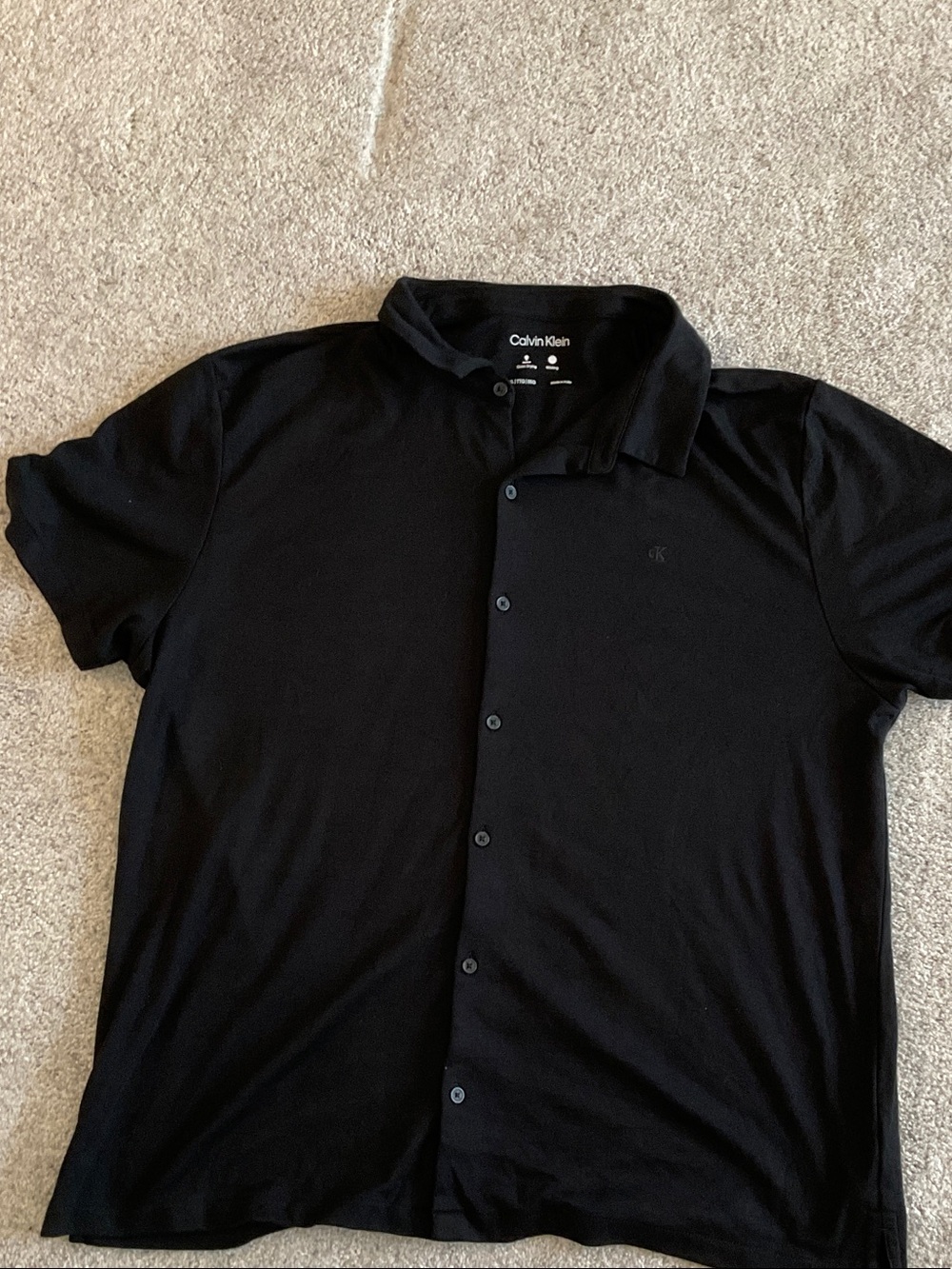 Calvin Klein Black Short Sleeve Button-Up Polo